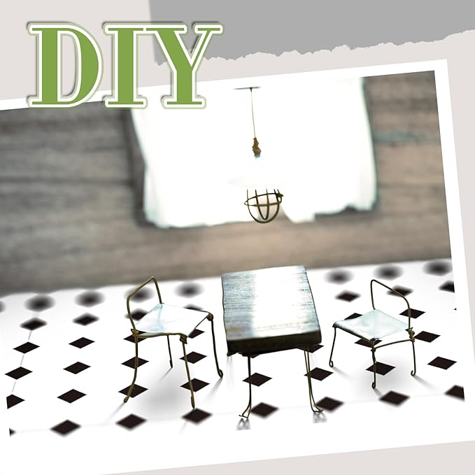 Flutesan 12 Pcs Miniature Dollhouse Wallpaper and Flooring Peel and Stick Mini DIY Self Adhesive Dollhouse Accessories 8.27 x 11.69 Inch (Diamond Shape)