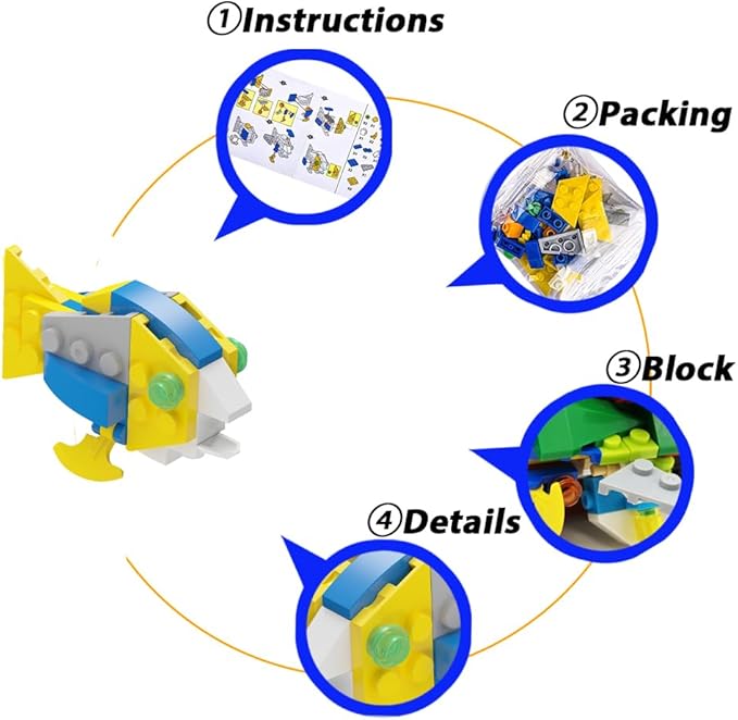 WODMAZ 24 Packs Sea Animal Building Blocks, Easter Gift Ocean Building Toys Set for Kids Easter Eggs Hunt Easter Theme Party Favors