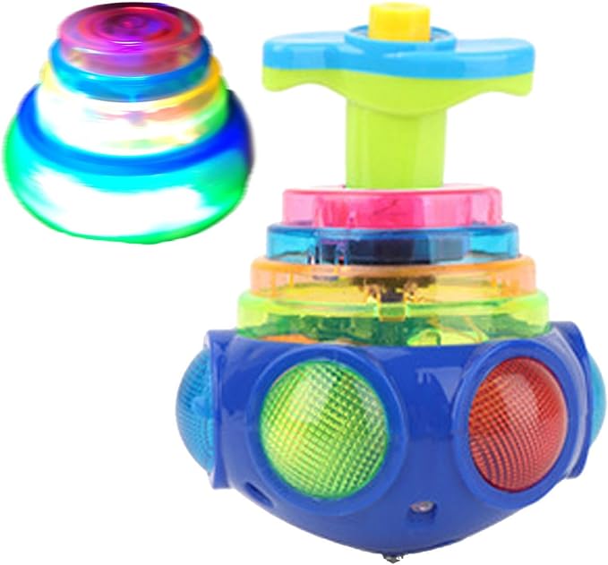 Light up Spin Top Toys, Funny Flashing Music Gyroscope Spinner Toy, Light up Spin Tops Toy for Kids Adults, Novelty LED Shining Music Gyro Spinner Toys, for Boys & Girls (Random Color)