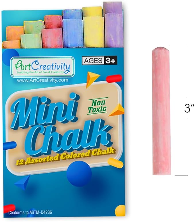ArtCreativity 288 Count Mini Chalk Sets for Kids (24 Boxes) Non-Toxic Summer Art and Craft Supplies - Small Individual Chalk Packs in Bulk for Classroom Gifts, School Supplies, and Summer Party Favors