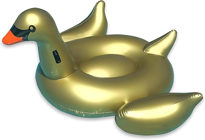 SWIMLINE ORIGINAL 90701 Inflatable Golden Goose Pool Float | Luxury Ride-On Raft with Stable Wings & Legs |Lounge Floatie Great for Poolside Lounging & Summer Fun