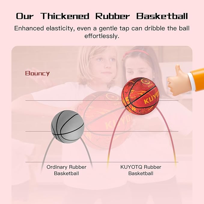 KUYOTQ Kids Youth Adult Size 3/4/5/6/7 (22/25.5/27.5/28.5/29.5") Basketball Premium Rubber or Faux Leather Basketball Indoor Outdoor Basketball for Boys Girls Womens Mens Basketball Gifts (Deflated)