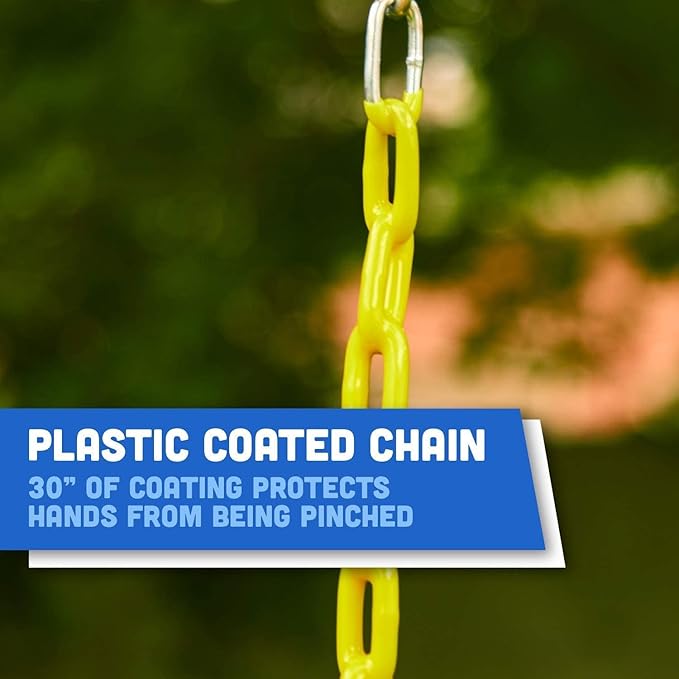 Squirrel Products Heavy Duty Strap Swing Seat - Heavy Duty Swing Seat Replacement and Carabiners for Easy Install - Blue