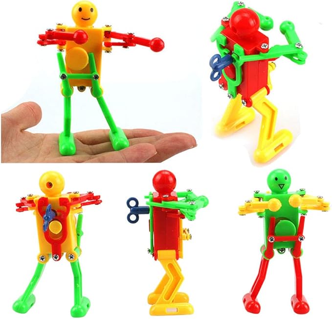 5 Pcs Funny Spring Wind-up Dancing Walking Robot Toy for Kids, Robot Playset for Kids Role Playing, Robots Theme Party Activity