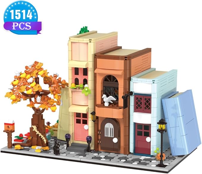 Creative Bookcase Building Set, Cafe House Building Block Toy Gift for Adults,Mini Bricks