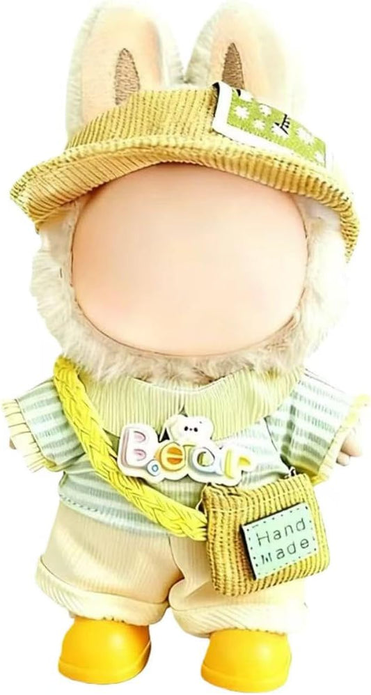 17cm Doll Clothes – 6-Piece Clothing, Hat & Pant & Shirt & Shoes & Glasses & Backpack Set for 17cm Accessories Suit, Stylish Dolls Clothes Accessories, Cute Clothes for Dress up Unique Style (Yellow)