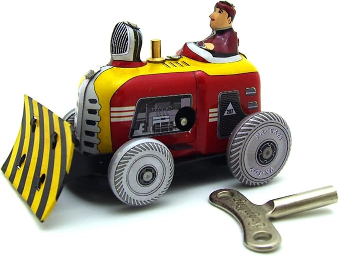 Charmgle Retro Wind-up Tin Toy, Small Bulldozer Nostalgic Toy Funny Gifts Adult Collection Metal Toy Home Decoration