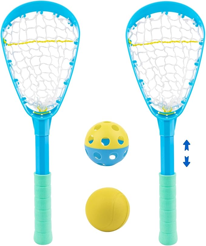 Foayex Kids Ajudstable Mini Lacrosse Sticks Set with 2 Balls, Sports & Outdoor Play Toys for Yard Lawn Camping, Outside Games for Boy & Girl 3 4 5 6 7 8 Year Old