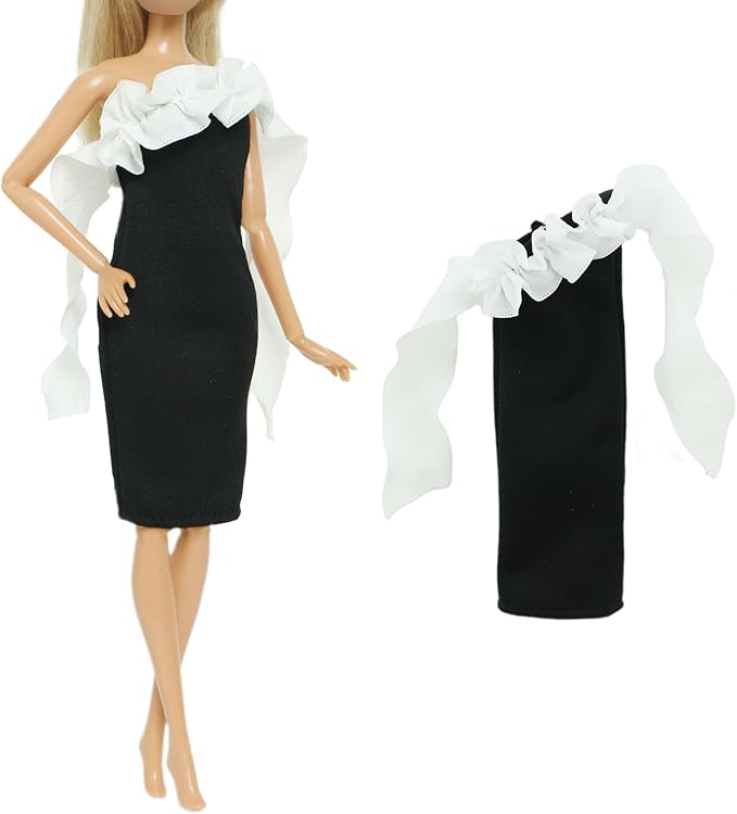 BJDBUS Limited Edition 3 Set Black Doll Wedding Dresses Accessories for 11.5 inch Girl Doll Princess Clothing, Gown, Skirt, Stuffs Add in Wardrobe