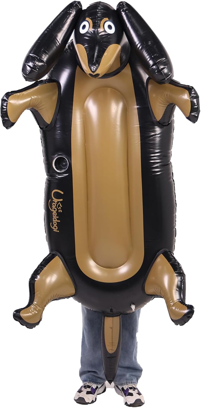 Summer Inflatable Black Dog Pool Float for Teens, Adults, and Pets