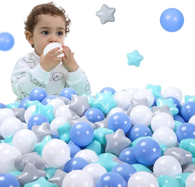 STARBOLO Star Ball Pit Balls for Toddlers - 200pcs Pastel Colors Phthalate Free BPA Free Non-Toxic Crush Proof Plastic Play Balls Play Tent Pool Playhouse Playpen Party Decoration