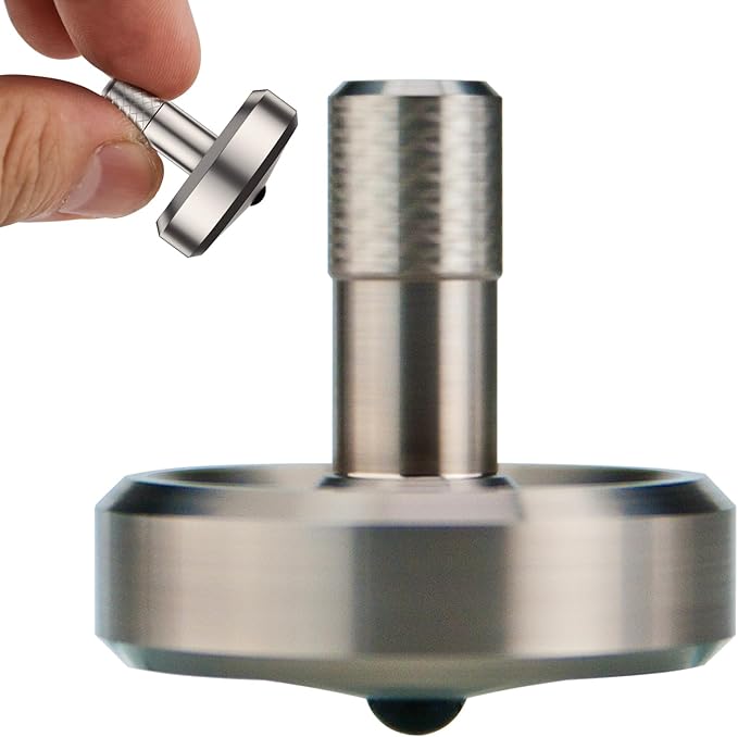 DjuiinoStar Premium Titanium Spinning Top: Lengthened Stem, Easy to Twirl, Decent Performance (4-7 Minutes), CNC Machined, Great Time Killer, EDC Fidget Toy DST-821