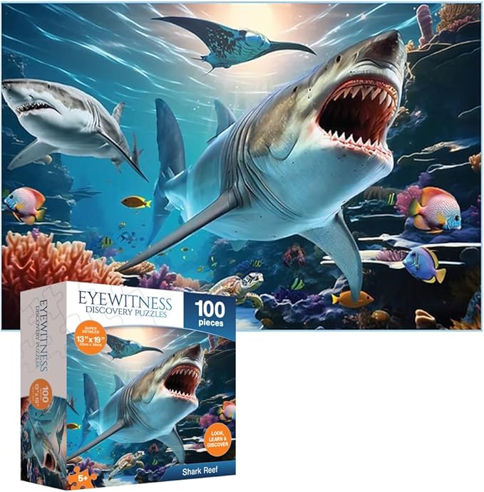 Eyewitness Discovery Puzzle Shark Reef, 100 Piece Jigsaw for Kids, Educational Learning Toy for Boys & Girls, Children Ages 5+
