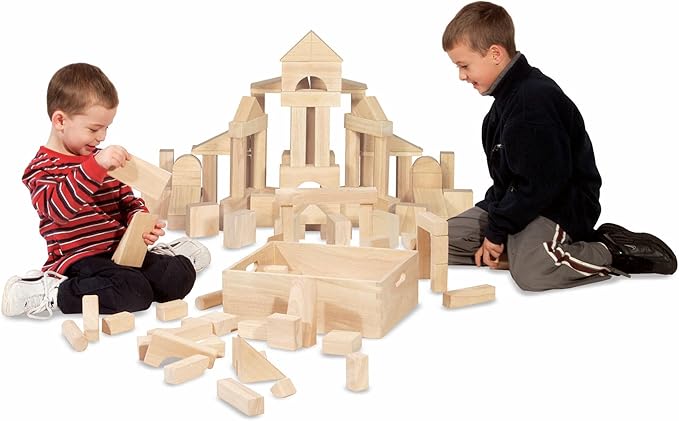 Melissa & Doug Standard Unit Solid-Wood Building Blocks with Wooden Storage Tray, 60-Piece Hardwood Sorting & Stacking Toys for Building & Balancing, Preschool Learning Toys for Kids Ages 3+