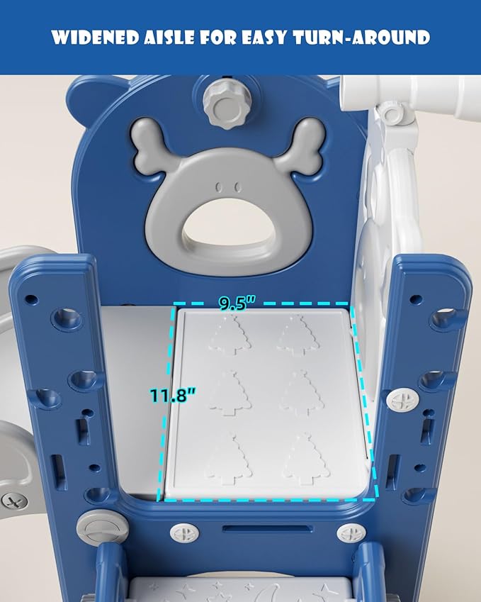 XJD 7 in 1 Toddler Slide, Kids Indoor Slide for Toddlers 12 to 36 Months, New Upgrade with Golf, Basketball Hoop for Indoor Outdoor Playset, Birthday Gifts for Toddler (Blue Gley)