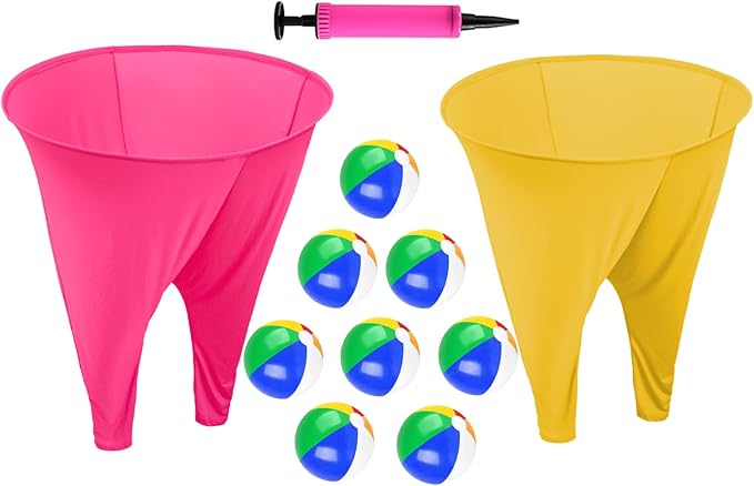 Granny Pants Outdoor Game,Granny Pants with 8 Bouncy Balls & 1 Air Pump (Random Colors) and 2 Pack Color Granny Pants Yard Game for Family Reunion Party Field Game