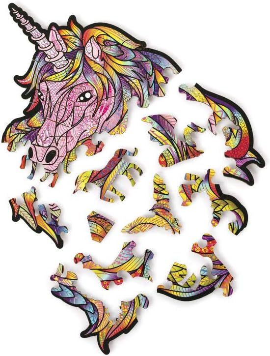 Wood Trick Pink Sky Mini Wooden Jigsaw Puzzle for Adults and Kids - 6.3 x 6.7 in - Animal Unique Shaped Figured Jigsaw Puzzle Pieces - Premium Quality
