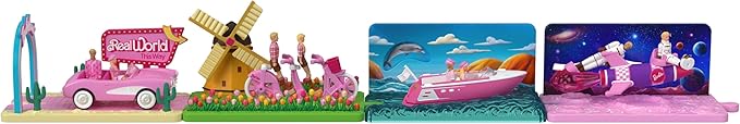 Barbie Mini Land Movie-Inspired Vehicle Collection, Includes 8 1.5-inch Dolls & 4 Vehicles Inspired by The Film