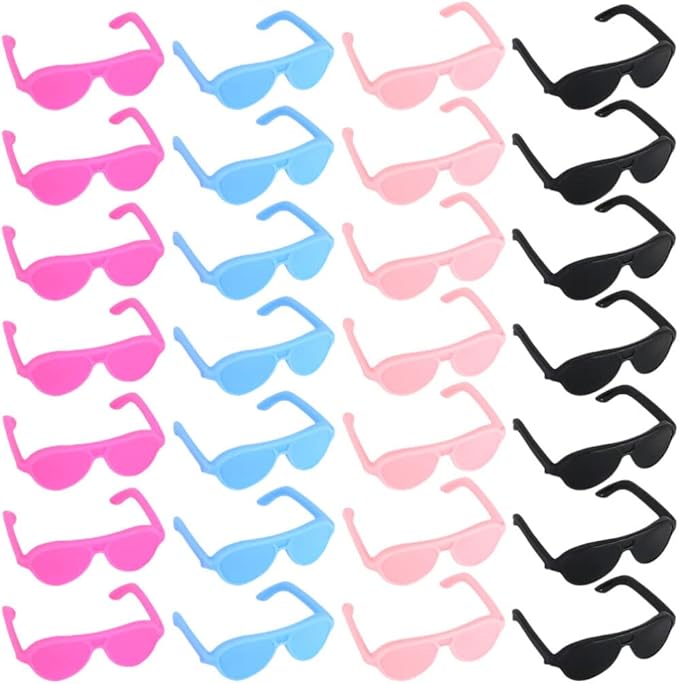 TOYANDONA 60pcs Doll Sunglasses, 4 Colors Glasses Doll Eyeglasses Miniature Sunglasses Mini Glasses for House Crafts Costume Accessories