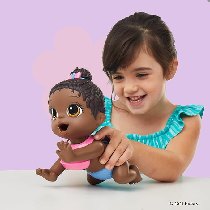 Baby Alive Lil Snacks Doll - Eats/Phee Children's Artists Protect to Bloons Dolly, 8-Inch Baby Doll, Snack Box Mold, Black Hair