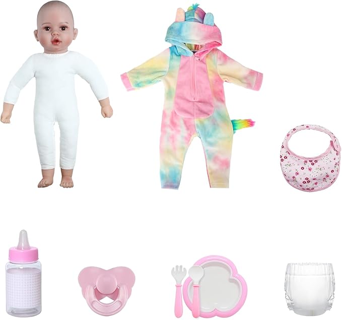 GOAROY Lifelike Baby Dolls Girl, 18 inch Large Realistic Sweet Soft Body Baby Doll Real Life Baby Dolls Girl, with Accessories Gift for Kids Age 3 4 5 6 7 8+
