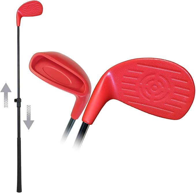 KOFULL Golf Club with Oversize Club Head for Golf Game Buckets, 1 PCS Club Length Adjustable for Backyard Golf Game, Yard Golf Club for Adults Family, Hitting Plastic Foam Balls in Grass, 36", Red