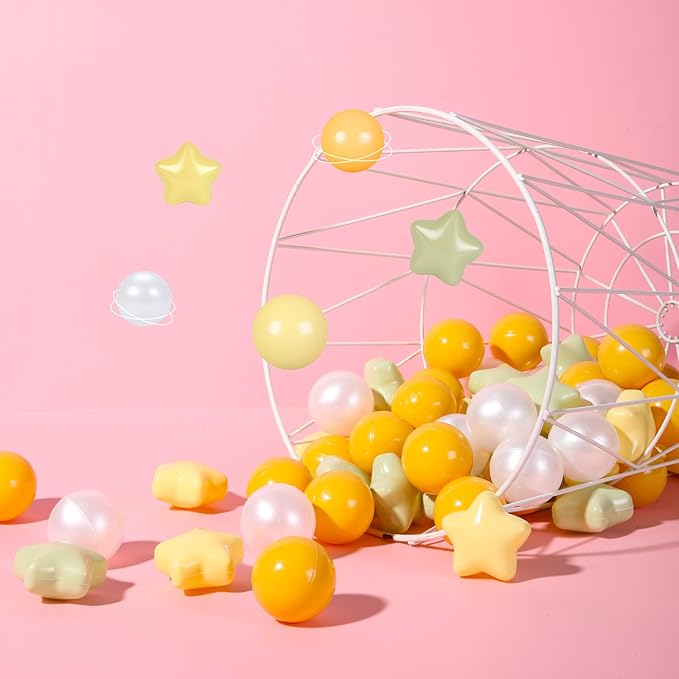 STARBOLO Star Ball Pit Balls for Toddlers- 100Pcs Crush Proof Plastic Toy Balls for Toddler Ball Pit, Ball Pit Play Tent, Baby Pool Water Toys, Kiddie Pool, Party Decoration, Photo Props.