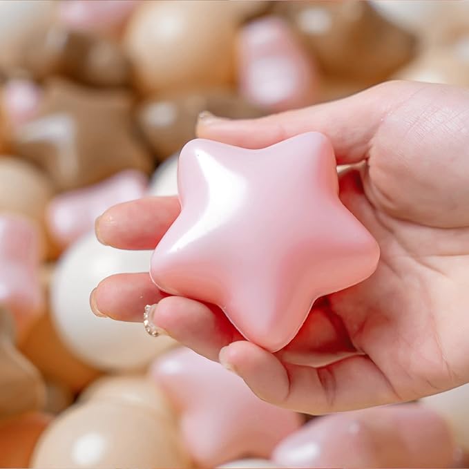 Realhaha Ball Pit Balls 50 100 200 500, Star Shapes for Babies Kids Playpen Plastic Balls for Babies Ball Pool Puppy Playballs