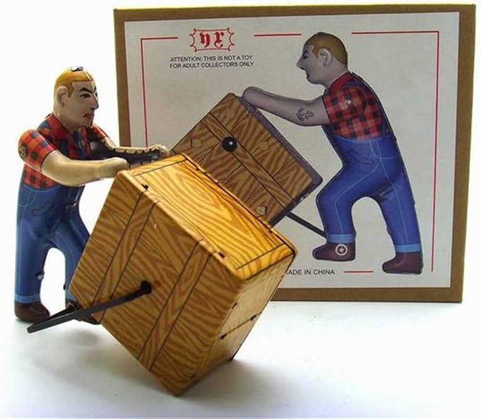 Charmgle Wind-up Tin Toy Box Pusher Model Toys Retro Spring Clockwork Toy Home Ornaments Adult Collection