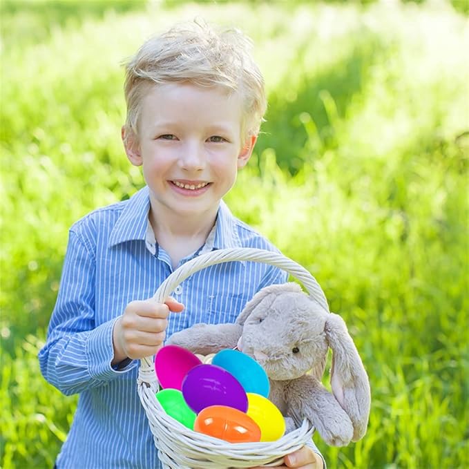 UMEELR 150PCS Plastic Easter Eggs, 2.4" Empty Eggs Fillable, Colorful Bright Egg Bulks for Easter Hunt Party Favor, Basket Stuffers Fillers, Filling Treats