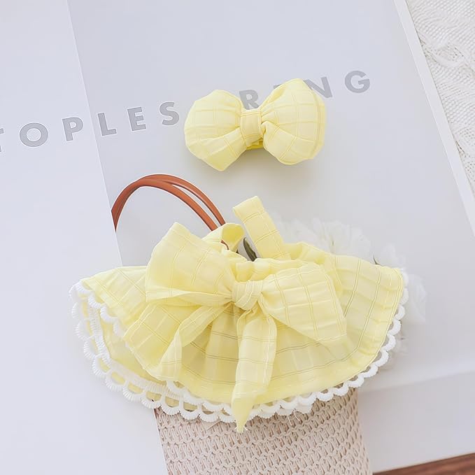 Clothes for Lu bubu 17cm Dolls Accessories (No Doll), Kawaii Skirt Outfit Set 2 Pieces for 17cm Dolls Suit, Stylish Dress Up Flower Dolls Clothing Set Replacement Yellow
