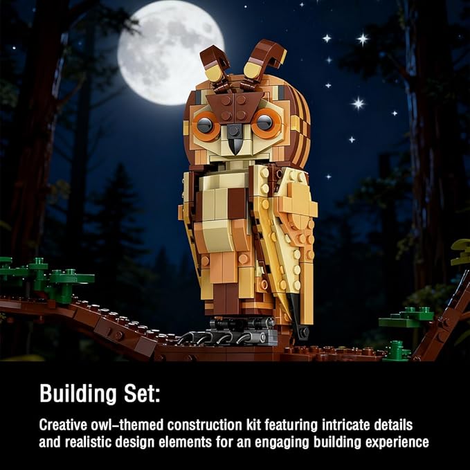 Animal Toy Building Set - Owl Bird Model Kit for Adults & Kids 9+ - Creative Animal Figures Collection - Valentine's Day & Birthday Gifts for Boys, Girls, Couples & Animal Lovers