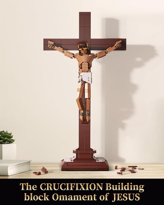 Jesus Crucifixion Building Blocks Set, Compatible Lego Religious Christian Toy Gift for Adults & Kids, Bible Story Model for Home Church Office Decor, 588 PCS