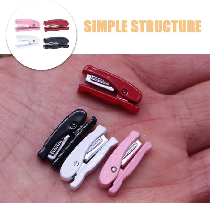Toddmomy 4pcs Miniature Dollhouse Stapler Realistic Mini Desk Accessories for Dollhouse Office Scenes