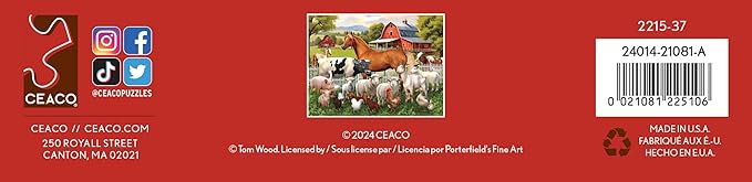 Ceaco - Tom Wood - Farm Animal Friends - 300 Oversized Piece Jigsaw Puzzle