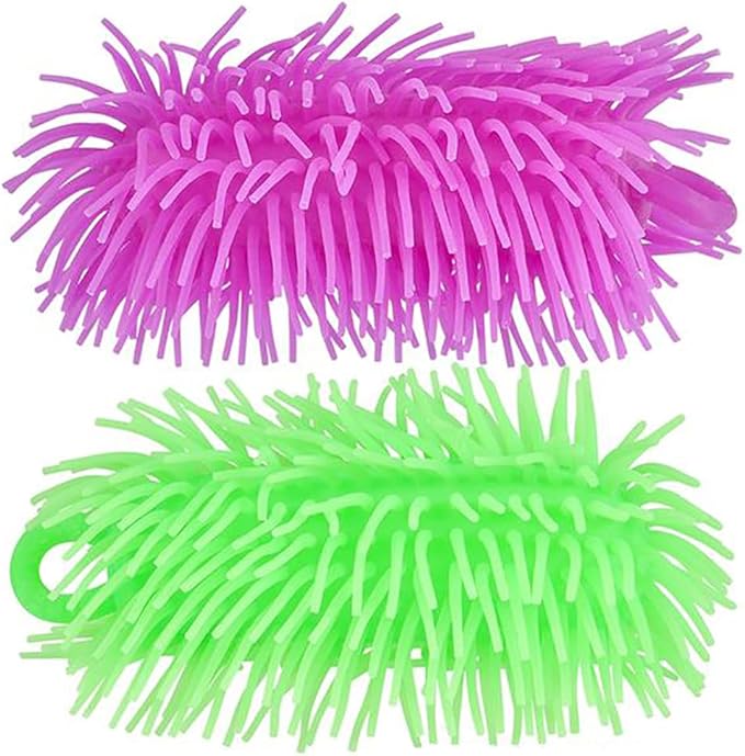 The Dreidel Company Puffer Ball Snake Toy, Stress Reliever Toy for Hand Wrist Finger Exercise Squeeze Therapy, Party Favor, 6" (12-Pack)