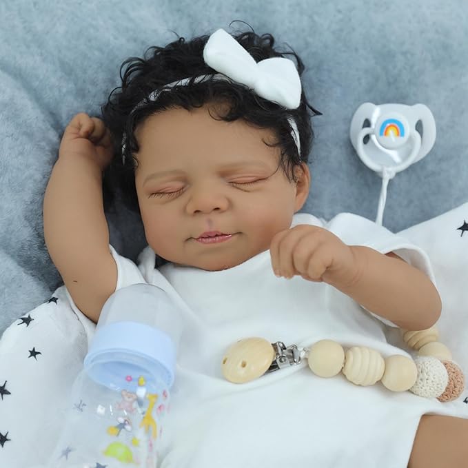 SCOM Reborn Baby Dolls Black Boy- 18 Inch Realistic Newborn Dolls Newborn Baby Dolls African American Real Life Baby Gift for Kids Age 3