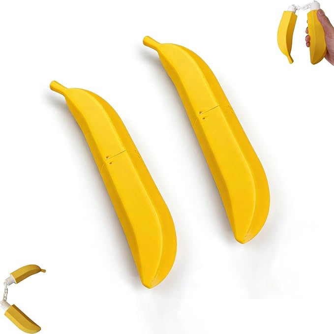 The Nanachaku, Banana Nunchucks, Novelty Toys & Amusements，3D Printable Banana Nunchaku Toys, Transforming Banana with Flexible Chain Link, Durable Reusable Novelty Desk Decor Gift (Yellow, 2pcs)