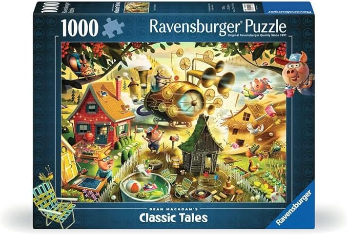 Ravensburger - Look Out Little Pigs - 1000 Piece Jigsaw Puzzle - Stunning Imagery a Classic Children's Tale - Vibrant Colors - Frameable - Premium Quality - Puzzles for Adults