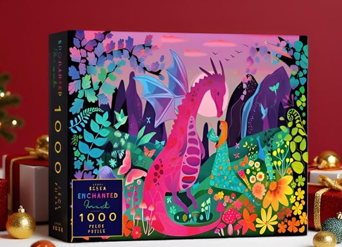 Elena Essex Puzzles for Adults 1000 Pieces - Enchanted Forest | Jigsaw Puzzles | 1000 Piece Puzzle for Adults | Cool Magic Dragon Puzzle | 20x28inches