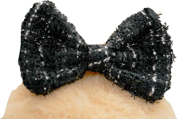 Doll Clothes for 17cm Dolls, Premium Handmade Fashion Clothes 3 Piece Set Including a Weaving Hat, Clothes and Bow with High-End Dolls Accessories for Play & Display - Pure Black (No Doll No Logo)