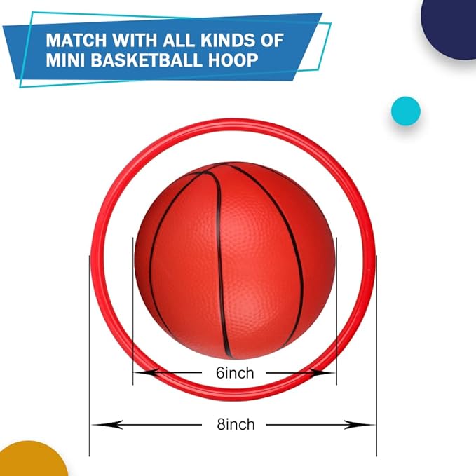6" Mini Basketball for Mini Basketball Hoop, Small Replacement Ball for Over The Door Hoop, Little PVC Playground Pool Ball for Kids Toddler, Beach Indoor Outdoor Sport Game 3 PCS (Rainbow)