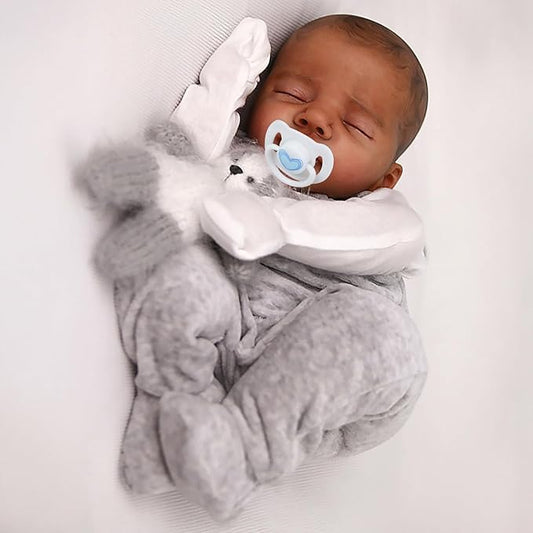CHAREX Realistic Reborn Baby Dolls Black - 18 Inch Real Life Baby Doll African American Real Baby Boy, Lifelike Newborn Baby Doll Poseable Soft Body, Gift Set with Accessories for Kids Aged 3+