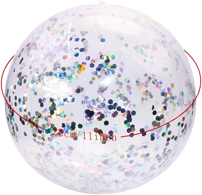 PENTA ANGEL Glitter Beach Ball 2PCS Inflatable Floatable Confetti Swimming Pool Party Ball Clear Sand Sport Ball for Outdoor Summer Beach Pool Water Play Party Favor