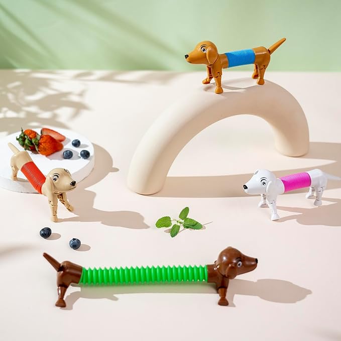 Dog pop Tubes fidgets, Easter Egg Stuffers, Sensory Toys for Kids 5-7, fidgets for Toddler, Easter Basket , Easter Egg fillers（24 Pcs Dog）