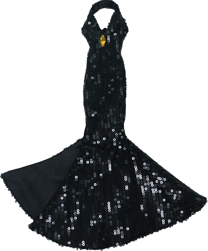 Gorgeous Handmade Doll Dress, Doll Clothes Evening Gown with Sequin Fashion Show, Wedding Party Outfits for 11.5 inch Dolls Accessories (Black)