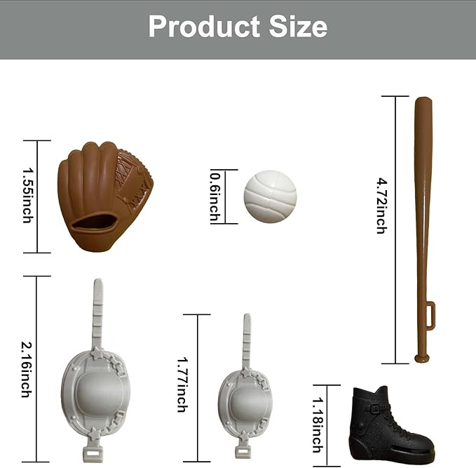 Sport Christmas Elf Accessories - Elf Doll Clothes Included: Jerseys, Pants, Shoes, Baseball Bat, Gloves, Protective Gear