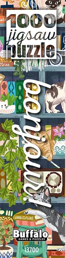 Buffalo Games - Bonjour - Olivia Gibbs - Cats at Home Library - 1000 Piece Jigsaw Puzzle for Adults - Challenging Puzzle Perfect for Game Nights