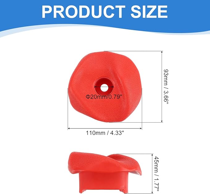 PATIKIL Rock Climbing Holds, 10 Pcs Climbing Rock Wall Grips Play Set Climber Attachments with Single Holes for Playground Accessories Indoor Outdoor Tree Training, Red A