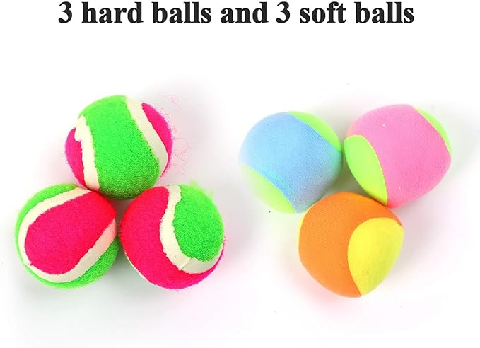 Cooraby 3 Set Paddle Toss and Catch Ball Game with Storage Bag for Sports, Beach and Party Favor, 6 Paddles and 6 Balls, Black